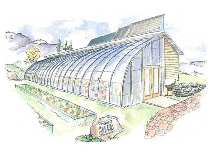 Supporting architectural illustration of the Invermere Community Greenhouse
